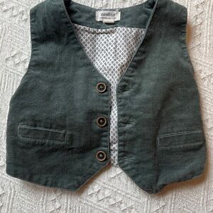 Baby Green Velvet Button-Up Vest